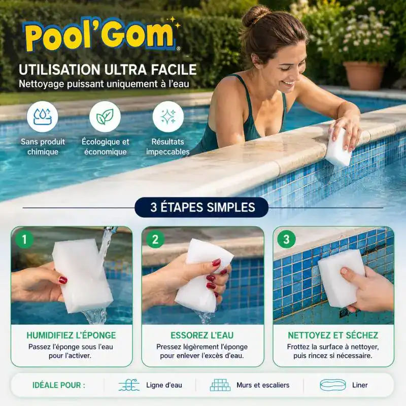 Lot de neuf gommes de nettoyage pour ligne d&rsquo;eau de piscine et spa