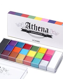 Palette de peinture Diproclean Athena avec 24 couleurs vives et boîtier transparent pour artistes et bricolage.