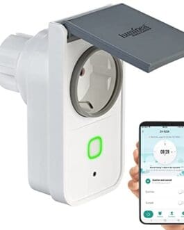 Prise électrique intelligente connectée à une application mobile pour contrôle à distance et programmation.