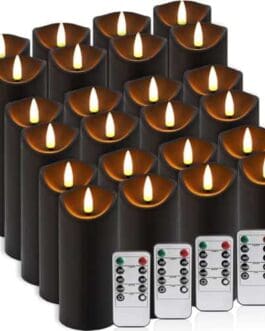 Bougies &eacute;lectriques &agrave; lumi&egrave;re chaude avec t&eacute;l&eacute;commande et alimentation, package de centaines de bougies noires pour d&eacute;coration d&rsquo;int&eacute;rieur.