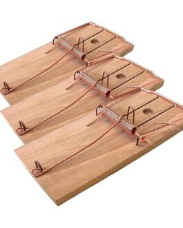 Porte-trappes en bois avec clips et ressorts en acier, dispositif de maintien pour pièges ou platines sur matériaux solides.
