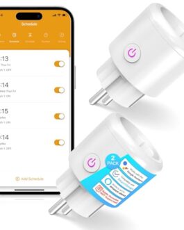 Prise connectée avec application mobile pour contrôle à distance et programmation des appareils électriques.