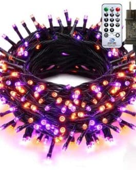 Guirlande lumineuse LED noir avec micro-commande et télécommande incluse, éblouissante et festive pour l’intérieur.