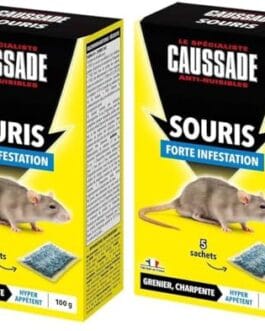 Boîtes jaunes de combating anti-nuisibles Gaussade Souris Forte Infestation, with 5 sachets chacun pour lutte contre rongeurs.