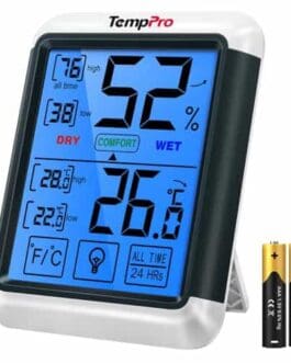 Thermomètre hygromètre numérique avec affichage bleu, mesure température et humidité, idéal pour la maison ou le bureau.