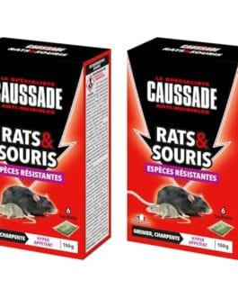Rats et Souris anti-nuisibles Diproclean, produit Caussade, granulés et sachets pour rongeurs, 2 boîtes identiques.