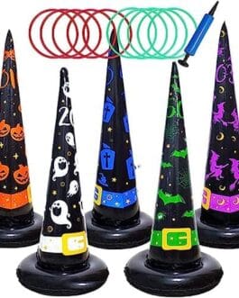 Chapeaux de sorcier noirs avec motifs fantaisie orange, blanc et vert, piéges et accessoires colorés pour célébrations, ensemble de 5 chapeaux et élastiques.
