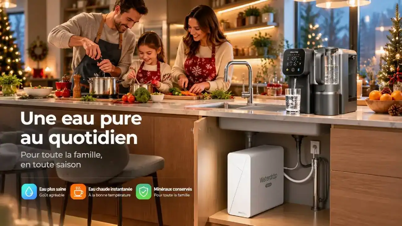 Présentation des solutions de filtration Waterdrop pour la cuisine, sur comptoir et sous évier